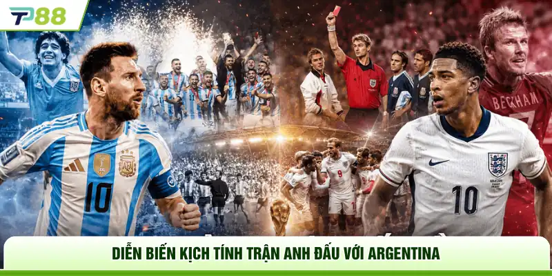 Diễn biến kịch tính trận Anh đấu với Argentina
